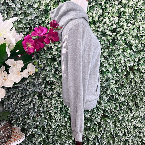PINK Victoria’s Secret Rhinestone Bling Gray Full-Zip Hoodie Jacket STYLE ICON - Picture 3 of 16